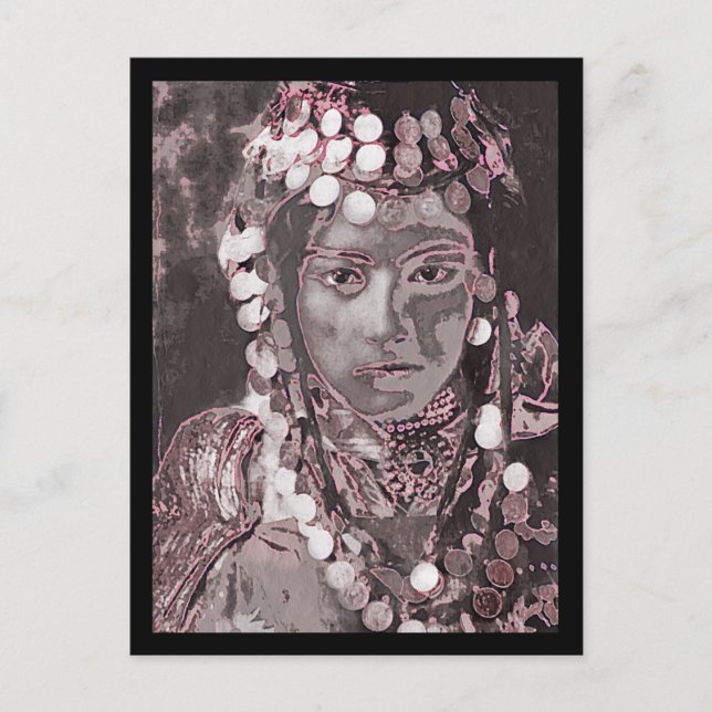 Cartão Postal Cigano em Champagne Pink Headdress (Frente)