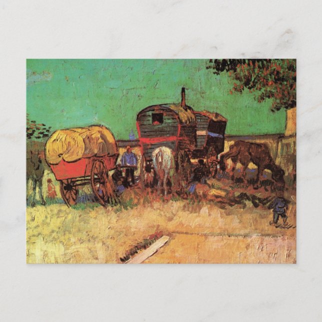 Cartão Postal Ciganos com caravanas por Vincent van Gogh (Frente)
