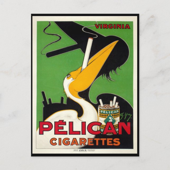 Cartão Postal Cigarros Pelicanos Vintage franceses (Frente)