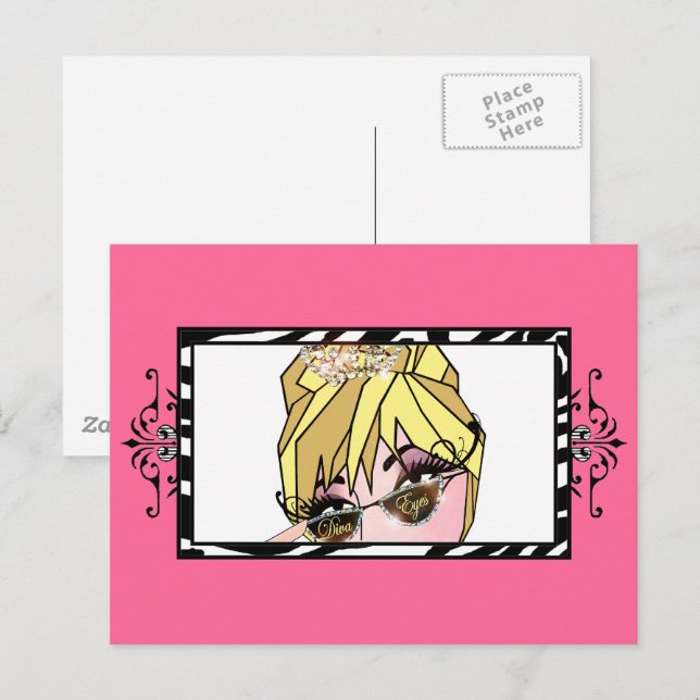Cartão Postal Cílios “Diva Eyes” e Postais de Maquiagem Permanen (Frente/Verso)