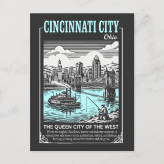 Cartão Postal Cincinnati City Ohio The Queen City of The West