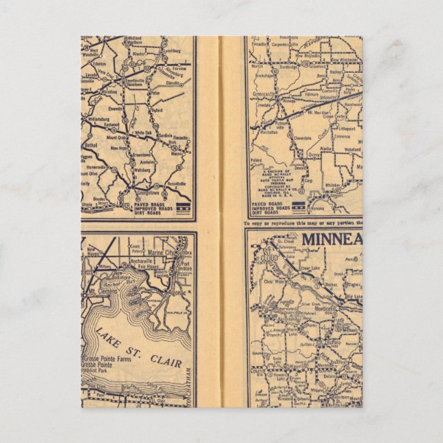 Cartão Postal Cincinnati, Detroit, Indianápolis (Frente)