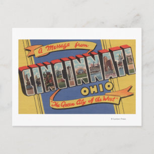 Cartão Postal Cincinnati, Ohio - Cenas com Letras Grandes