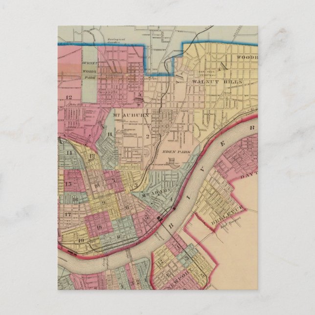 Cartão Postal Cincinnati, Ohio e vizinhos (Frente)