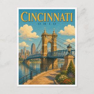 Cartão Postal Cincinnati Ohio Roebling Bridge GeoSaga