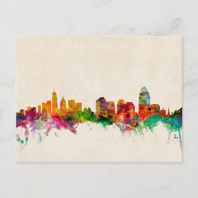 Cartão Postal Cincinnati Ohio Skyline Cityscape (Frente)
