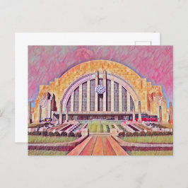 Cartão Postal Cincinnati Union Terminal Watercolor Painting