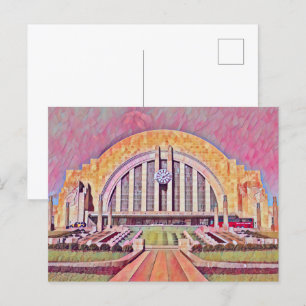 Cartão Postal Cincinnati Union Terminal Watercolor Painting