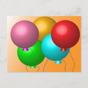 Cartão Postal Cinco Balões de Aniversário