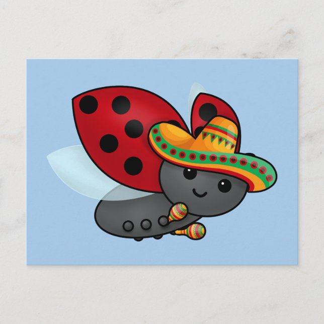 Cartão Postal Cinco de May Ladybug (Frente)