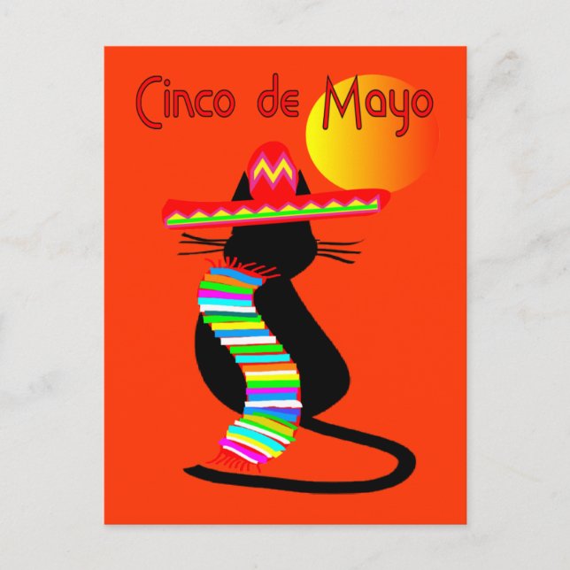 Cartão Postal Cinco de mayo CAT Design — Adorável (Frente)