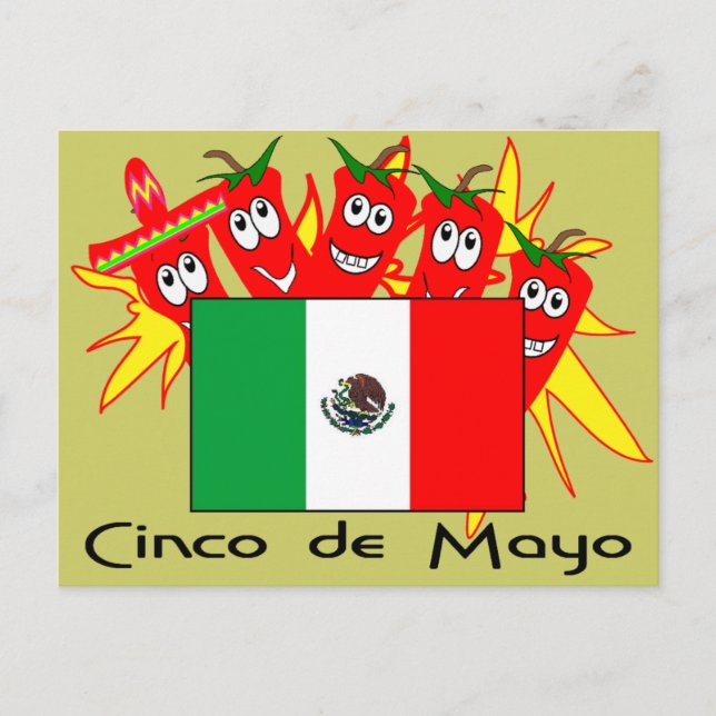 Cartão Postal Cinco de Mayo MEXICAN FLAG (Frente)