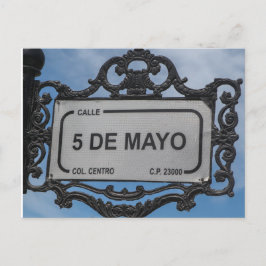 Cartão Postal Cinco de Mayo | Sinal de rua | La Paz México