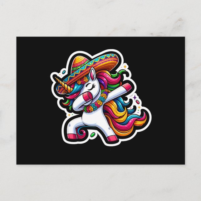 Cartão Postal Cinco de Mayo Unicorn (Frente)