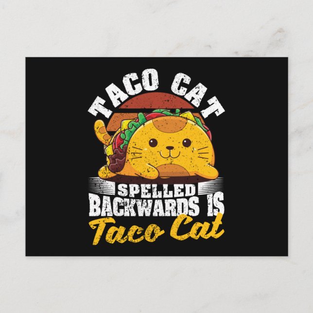 Cartão Postal Cinco de Myo Cats Tacocat soletrado para trás (Frente)