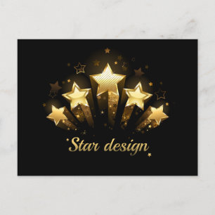 Cartão Postal Cinco estrelas douradas a preto
