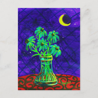 Cartão Postal Cinco Flores Verdes Felizes