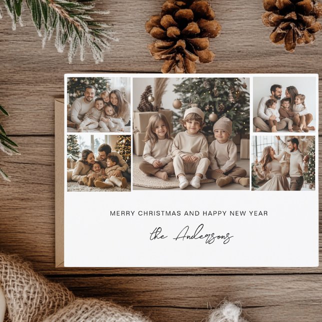 Cartão Postal Cinco fotos Feliz Natal e Feliz ano novo (Criador carregado)