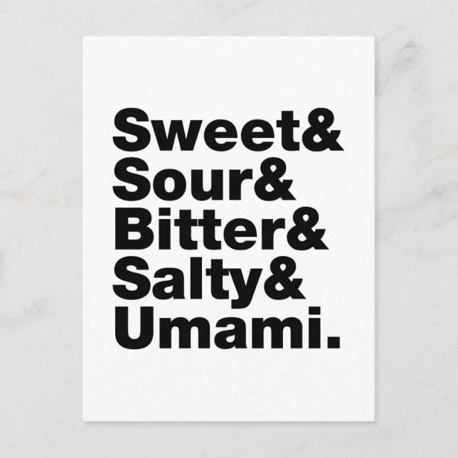 Cartão Postal Cinco gostos básicos (Frente)