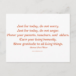 Cartão Postal Cinco preceitos de Reiki: Palavras para viver por