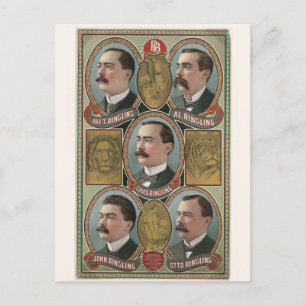 Cartão Postal Cinco retratos de bustos dos Irmãos Ringling