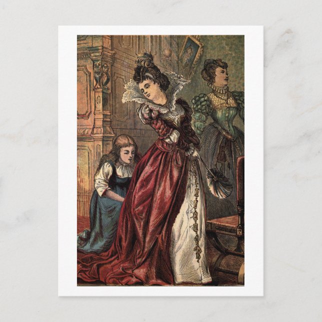 Cartão Postal Cinderela Ajudando as Irmãs-Passo (Frente)