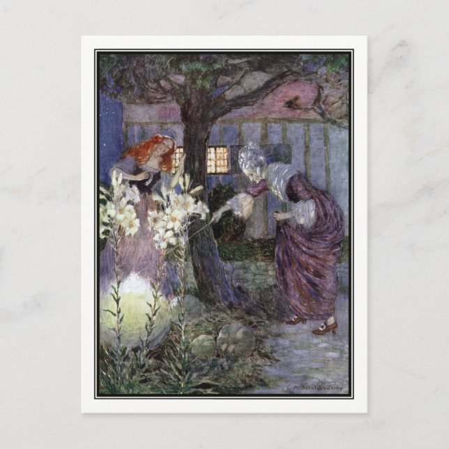 Cartão Postal Cinderela e Fada Madrinha - Millicent Sowerby (Frente)