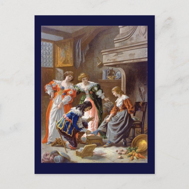 Cartão Postal Cinderela Tentando o Slipper (Frente)