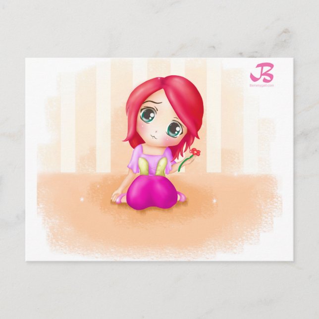 Cartão Postal Cindy Anime Manga Chibi Colorido (Frente)