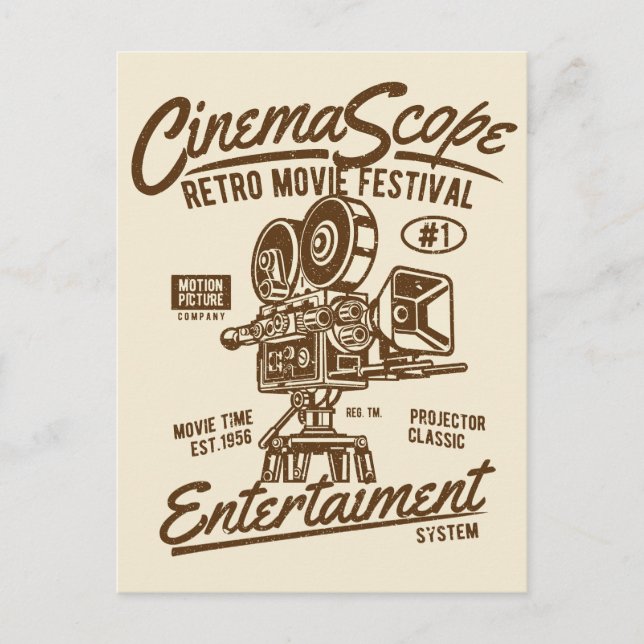 Cartão Postal Cinema Scope Classic Retro Hollywood Camera Movime (Frente)
