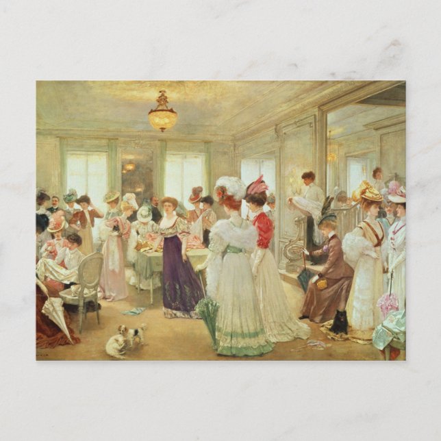 Cartão Postal Cinq Heures chez le Couturier Paquin, 1906 (Frente)