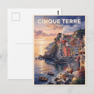 Cartão Postal Cinque Terre Itália Viagem Antiga