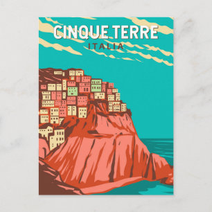 Cartão Postal Cinque Terre Itália Viagem Arte Vintage