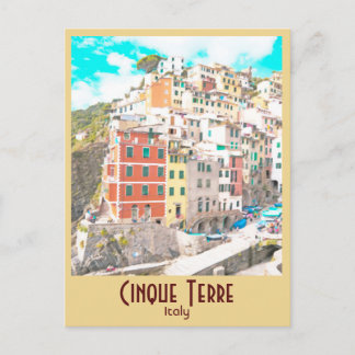Cartão Postal Cinque Terre, Itália Vintage