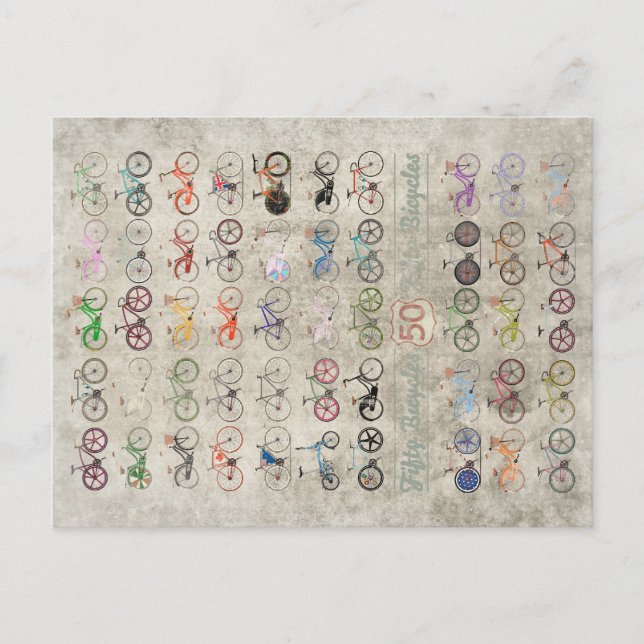 Cartão Postal Cinquenta Bicicletas (Frente)