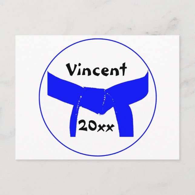 Cartão Postal Cinturão azul claro de artes marciais (Frente)