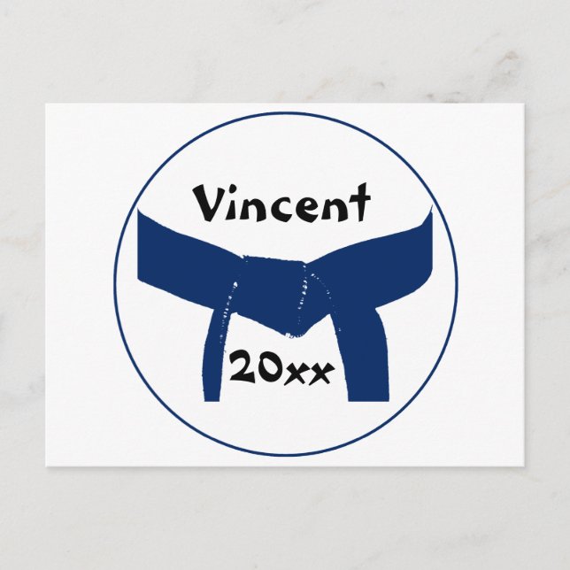 Cartão Postal Cinturão Azul Escuro de Artes Marciais (Frente)