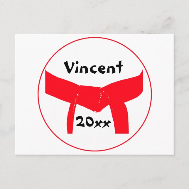 Cartão Postal Cinturão Vermelho de Artes Marciais (Frente)