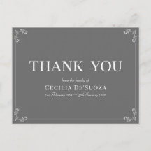 Cinza Agradecimento Funeral Simpatia Elegante Simp