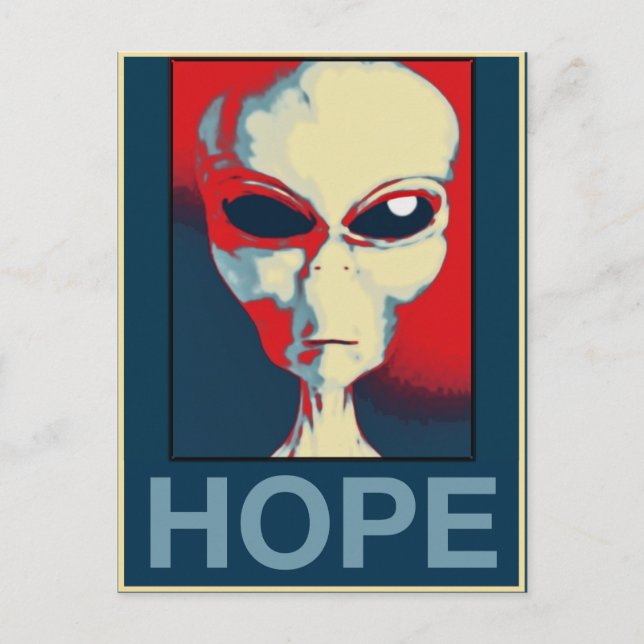 Cartão Postal Cinza Alienígena Hope (Frente)