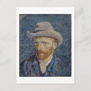 Cartão Postal Cinza Autoretrato Sentiu Chapéu, Van Gogh Belas Ar