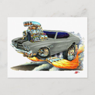 Cartão Postal cinza Chevelle 1970 - Carro Negro