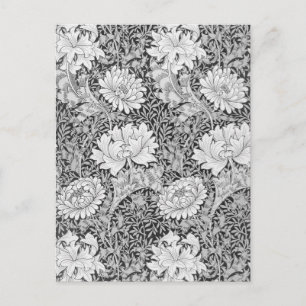 Cartão Postal Cinza Chrysanthemum, William Morris