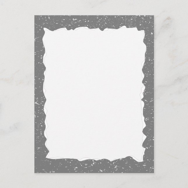 Cartão Postal Cinza de Borda Personalizada de Papel Despedaçado  (Frente)