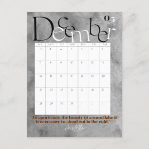 Cartão Postal Cinza de dezembro Calendário Mensal Moderno de 202
