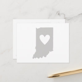 Cartão Postal Cinza de Estado de Indiana - Mapa de Forma Hoosier