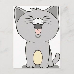 Cartão Postal Cinza de gatinhos Kawaii