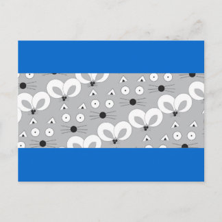Cartão Postal Cinza de padrão de Cat & Mouse