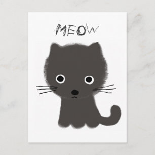 Cartão Postal Cinza Kitten Meow