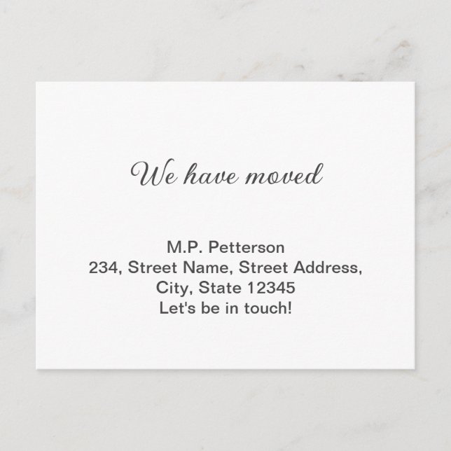 Cartão Postal cinza mínima que movemos para adicionar o nome e o (Frente)